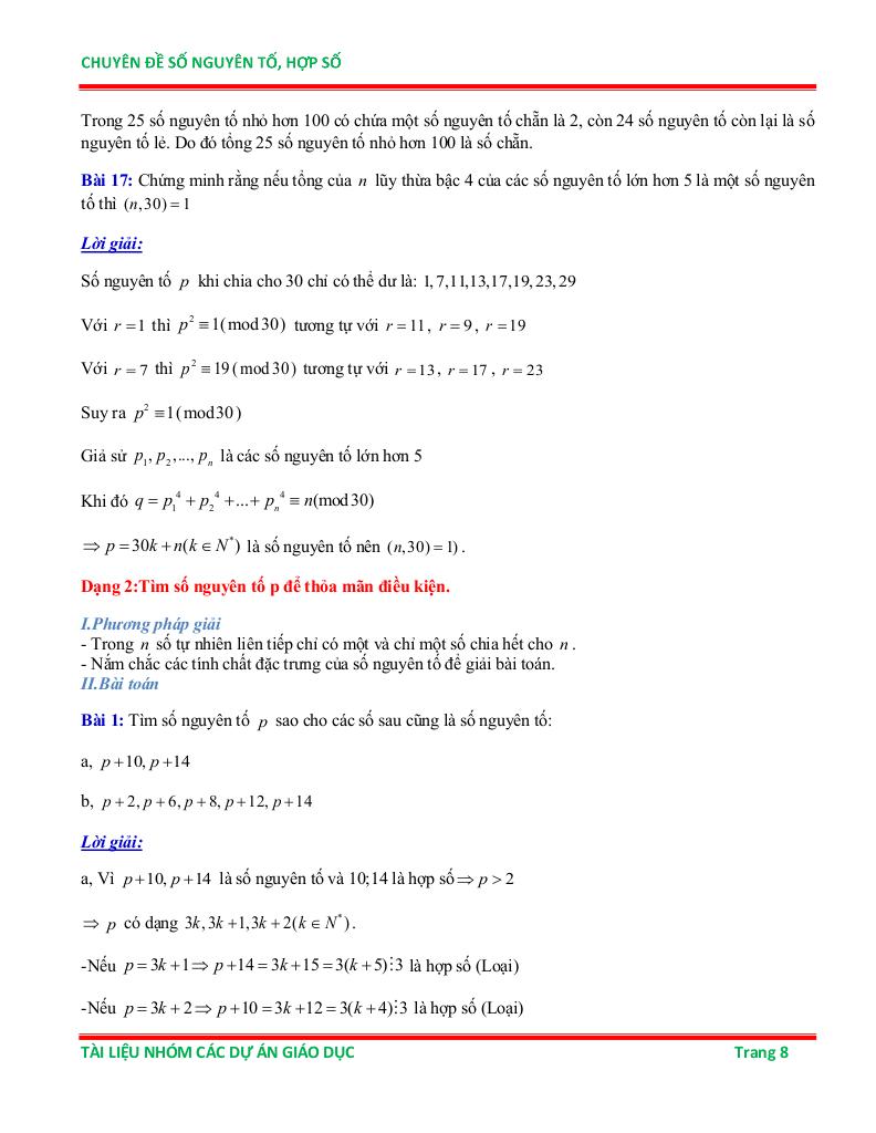 chuyên đề số nguyên tố và hợp số ôn thi học sinh giỏi toán 6 7