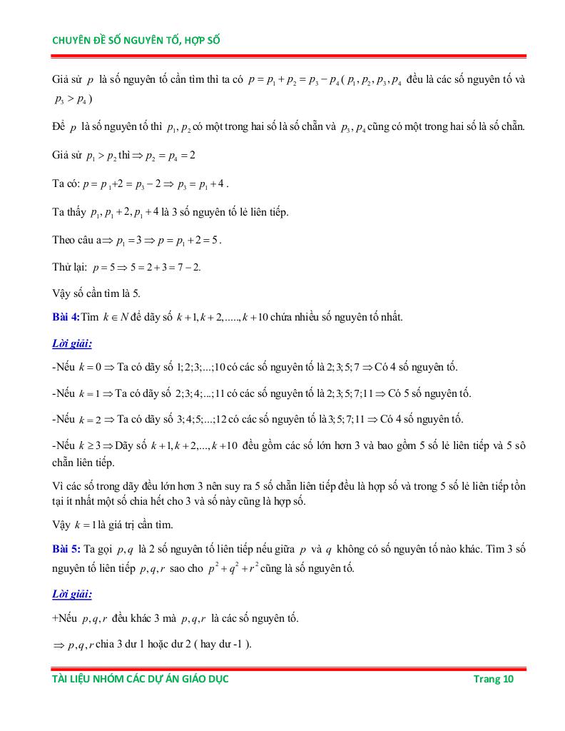 chuyên đề số nguyên tố và hợp số ôn thi học sinh giỏi toán 6 9