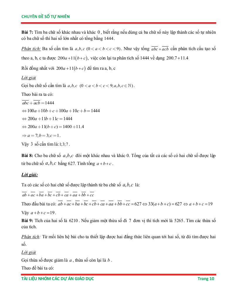 chuyên đề số tự nhiên ôn thi học sinh giỏi toán 6 9
