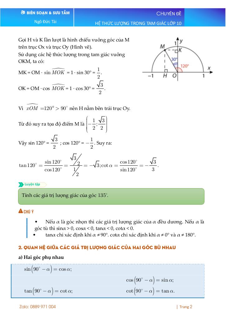 chuyên đề toán 10 chương hệ thức lượng trong tam giác và ứng dụng 2