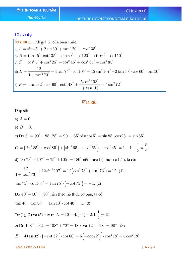 chuyên đề toán 10 chương hệ thức lượng trong tam giác và ứng dụng 4