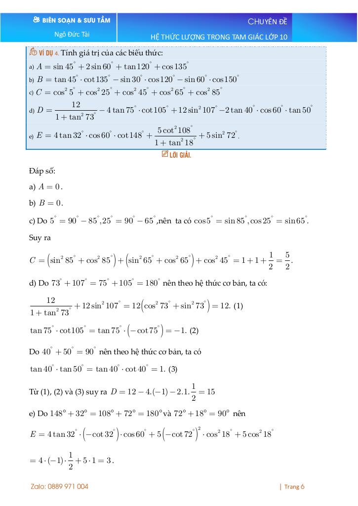 chuyên đề toán 10 chương hệ thức lượng trong tam giác và ứng dụng 6