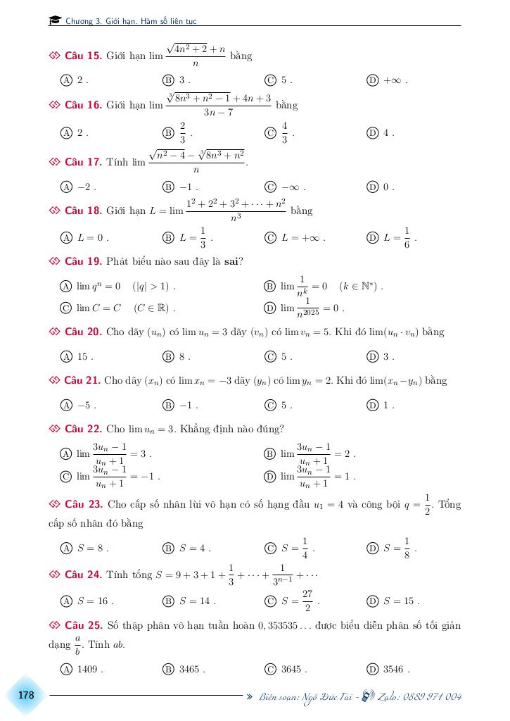 chuyên đề toán 11 chương giới hạn, hàm số liên tục 9