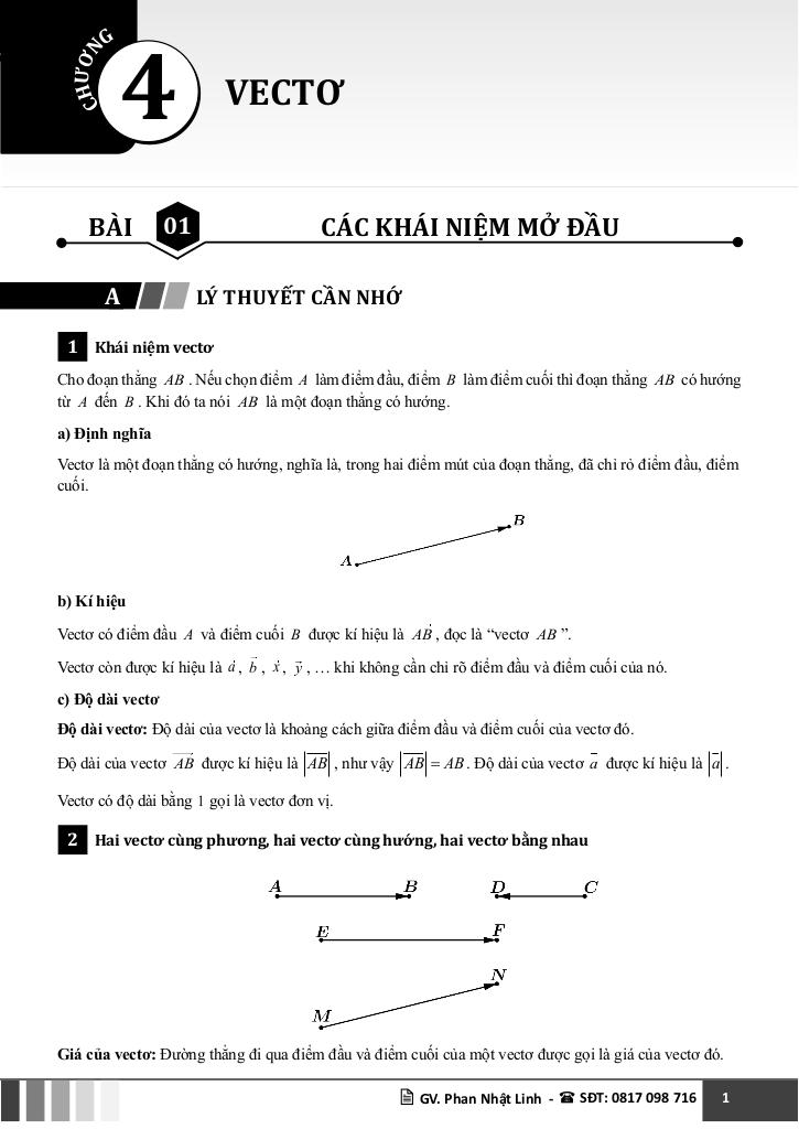 chuyên đề vectơ môn toán 10 chương trình mới – phan nhật linh 0