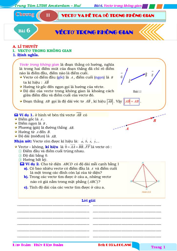 chuyên đề vectơ và hệ trục tọa độ trong không gian – diệp tuân 0