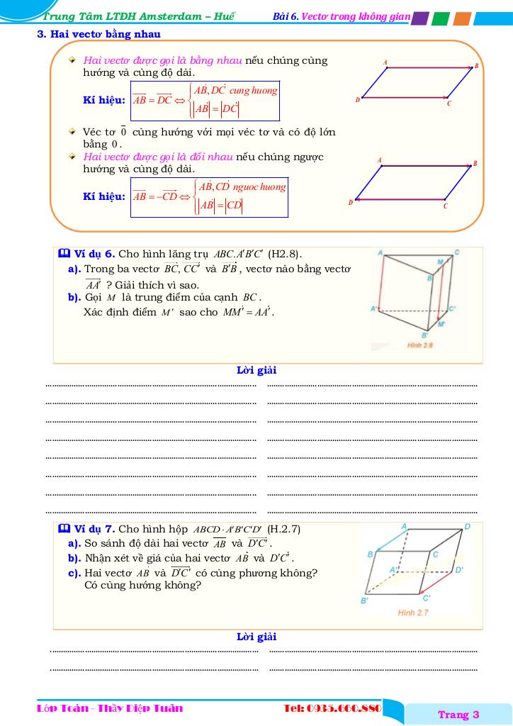 chuyên đề vectơ và hệ trục tọa độ trong không gian – diệp tuân 2