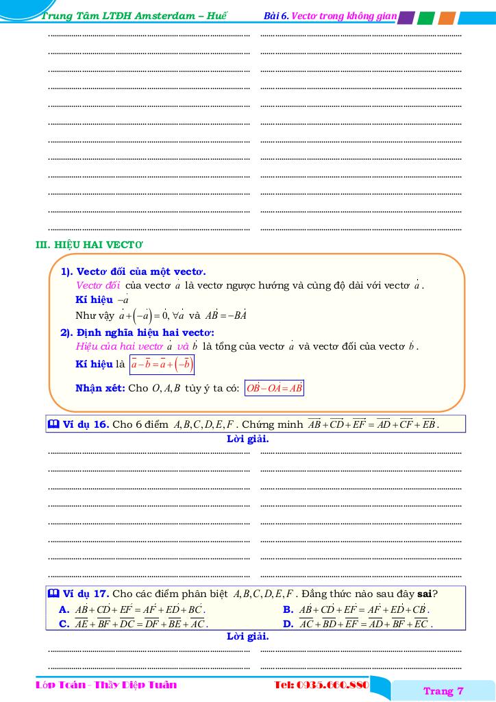 chuyên đề vectơ và hệ trục tọa độ trong không gian – diệp tuân 6