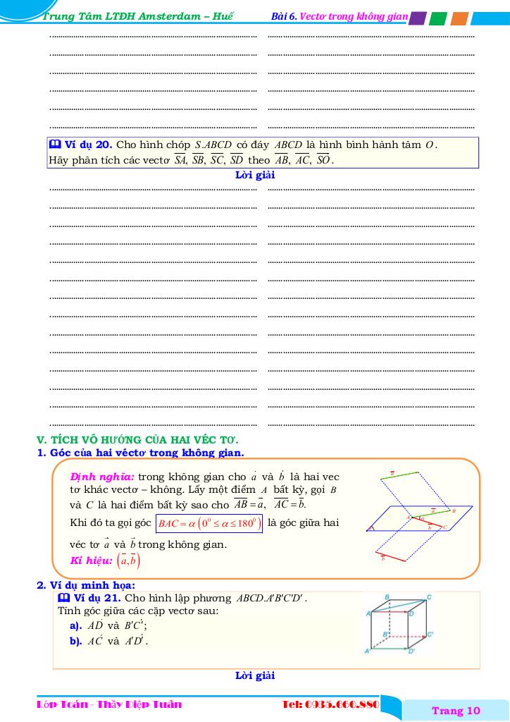 chuyên đề vectơ và hệ trục tọa độ trong không gian – diệp tuân 9