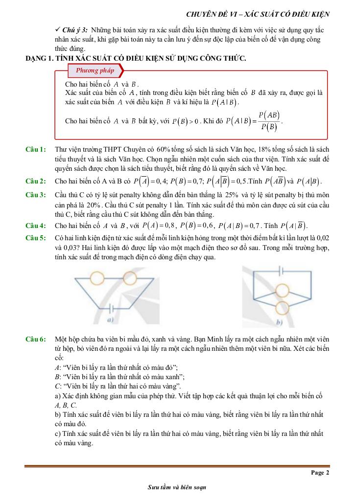 chuyên đề xác suất có điều kiện từ cơ bản đến nâng cao 1