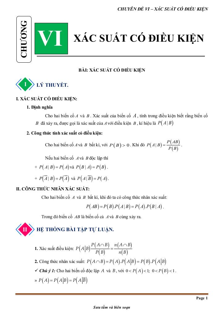 chuyên đề xác suất có điều kiện từ cơ bản đến nâng cao 6