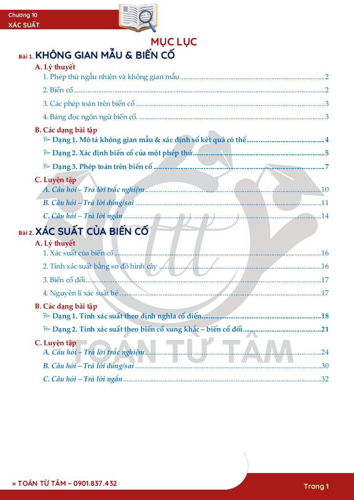 chuyên đề xác suất toán 10 1