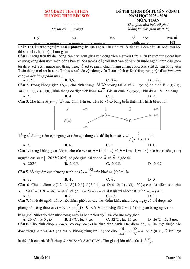 đề chọn đội tuyển hsg toán vòng 1 năm 2025 – 2026 trường thpt bỉm sơn – thanh hóa 0