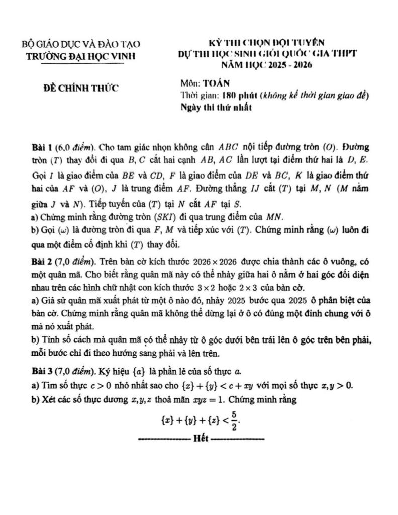 đề chọn đt thi hsg qg toán thpt năm 2025 – 2026 trường chuyên đh vinh – nghệ an 0