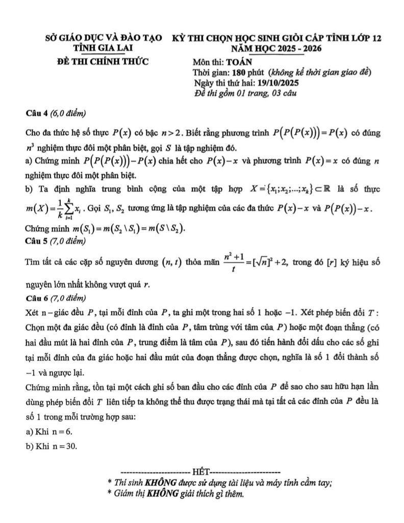 đề chọn học sinh giỏi tỉnh toán 12 năm 2025 – 2026 sở gd&đt gia lai 1