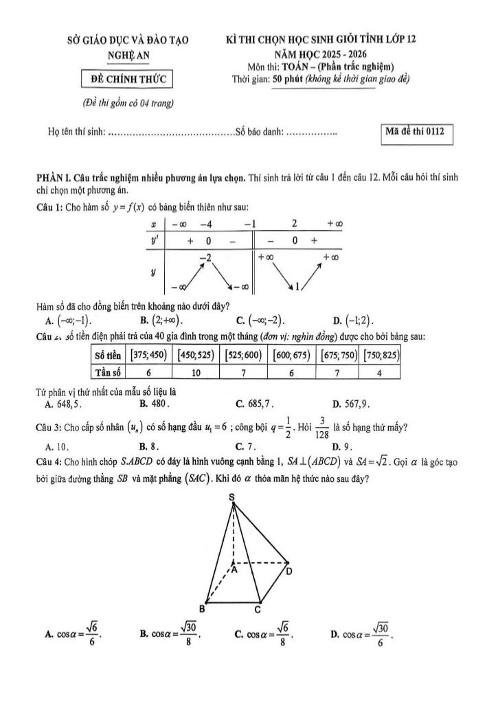 đề chọn học sinh giỏi tỉnh toán 12 năm 2025 – 2026 sở gd&đt nghệ an 0