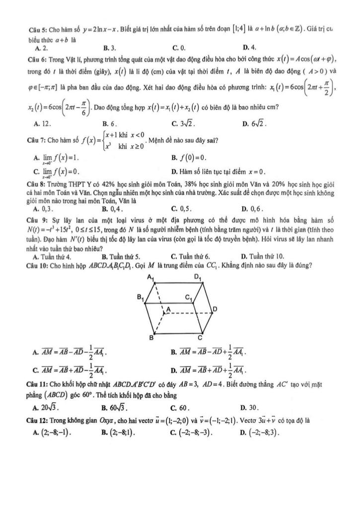 đề chọn học sinh giỏi tỉnh toán 12 năm 2025 – 2026 sở gd&đt nghệ an 1