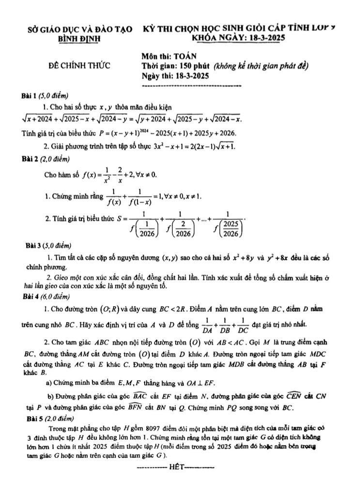 đề chọn học sinh giỏi tỉnh toán 9 năm 2024 – 2025 sở gd&đt bình định