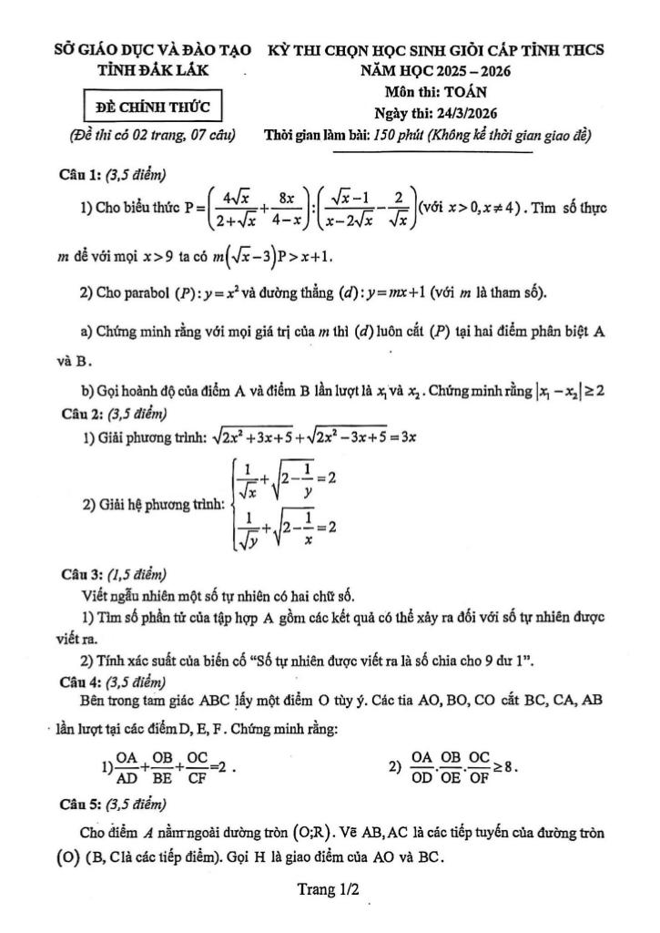 đề chọn học sinh giỏi tỉnh toán thcs năm 2025 – 2026 sở gd&đt đắk lắk - hình 1