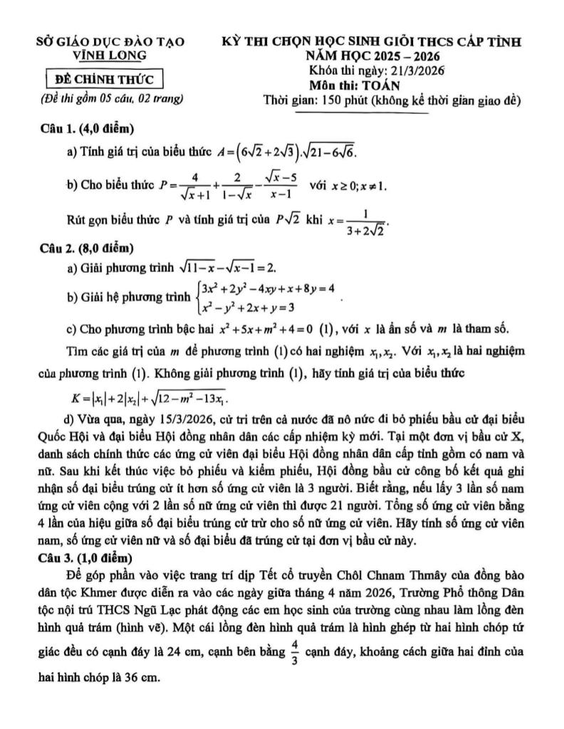 đề chọn học sinh giỏi tỉnh toán thcs năm 2025 – 2026 sở gd&đt vĩnh long - hình 1