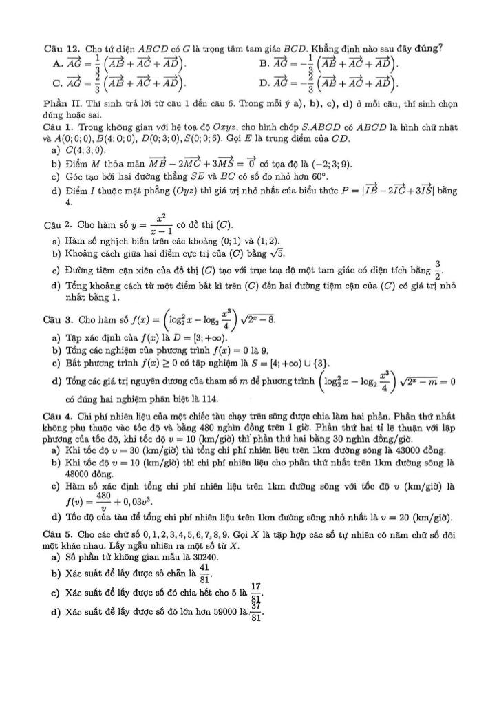 đề chọn học sinh giỏi toán 12 năm 2025 – 2026 trường thpt hùng vương – lâm đồng 1