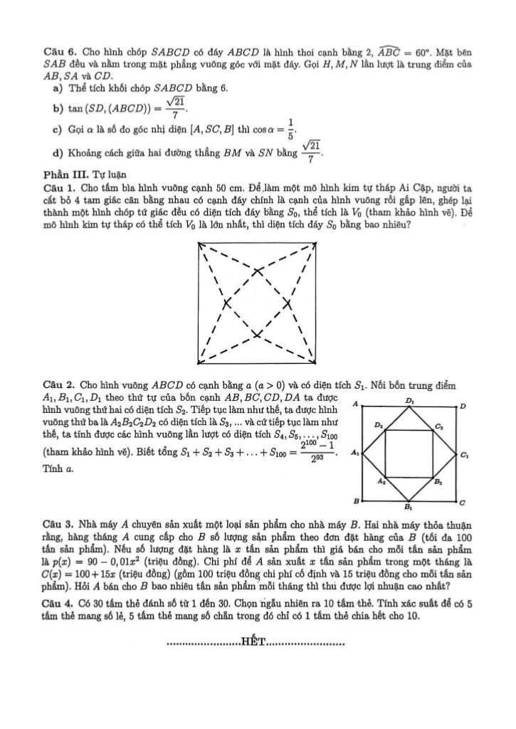 đề chọn học sinh giỏi toán 12 năm 2025 – 2026 trường thpt hùng vương – lâm đồng 2