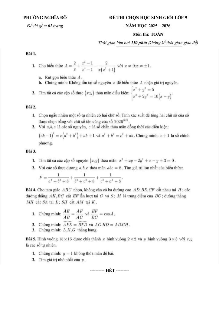 đề chọn học sinh giỏi toán 9 năm 2025 – 2026 phường nghĩa đô – hà nội 0
