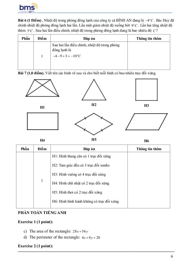 đề cuối học kì 1 toán 6 năm 2024 – 2025 trường ban mai school – hà nội 5