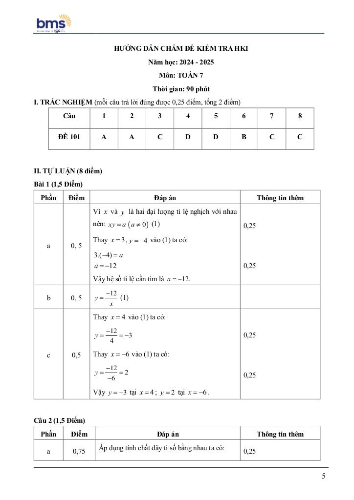 đề cuối học kì 1 toán 7 năm 2024 – 2025 trường ban mai school – hà nội 4
