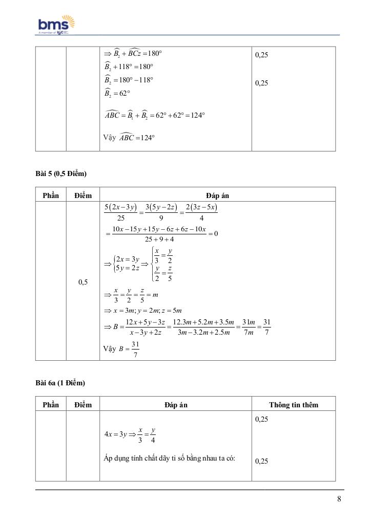 đề cuối học kì 1 toán 7 năm 2024 – 2025 trường ban mai school – hà nội 7
