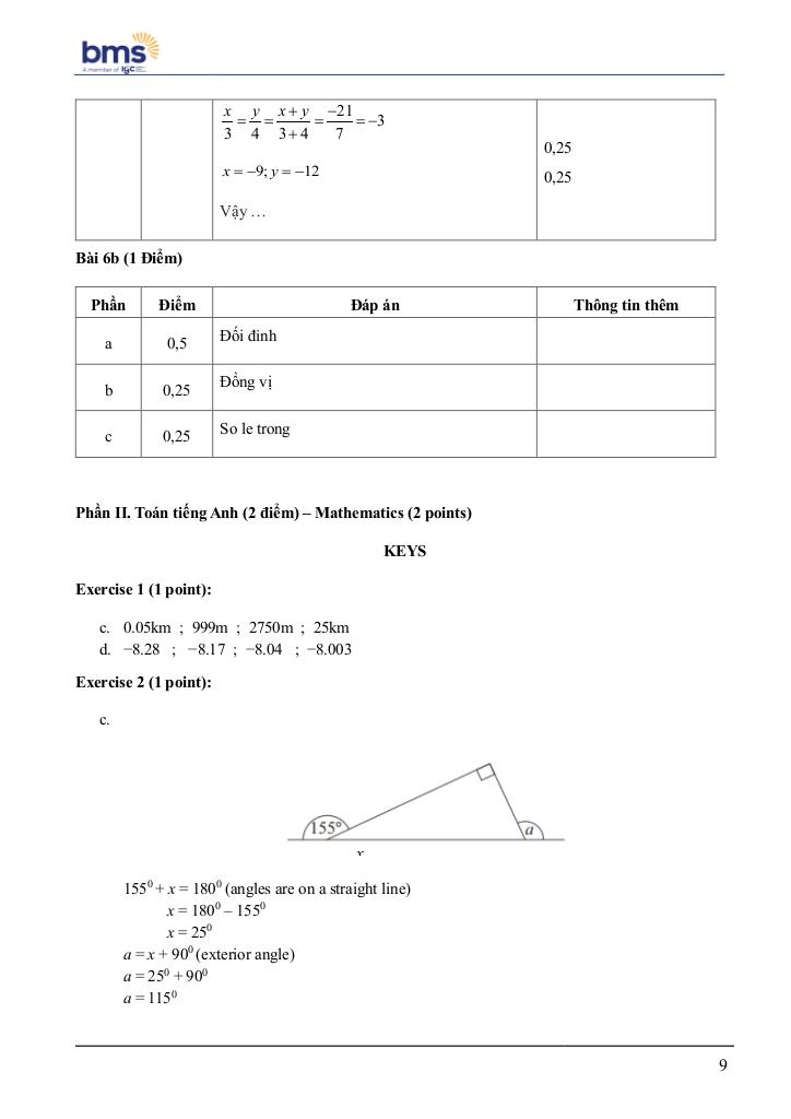đề cuối học kì 1 toán 7 năm 2024 – 2025 trường ban mai school – hà nội 8