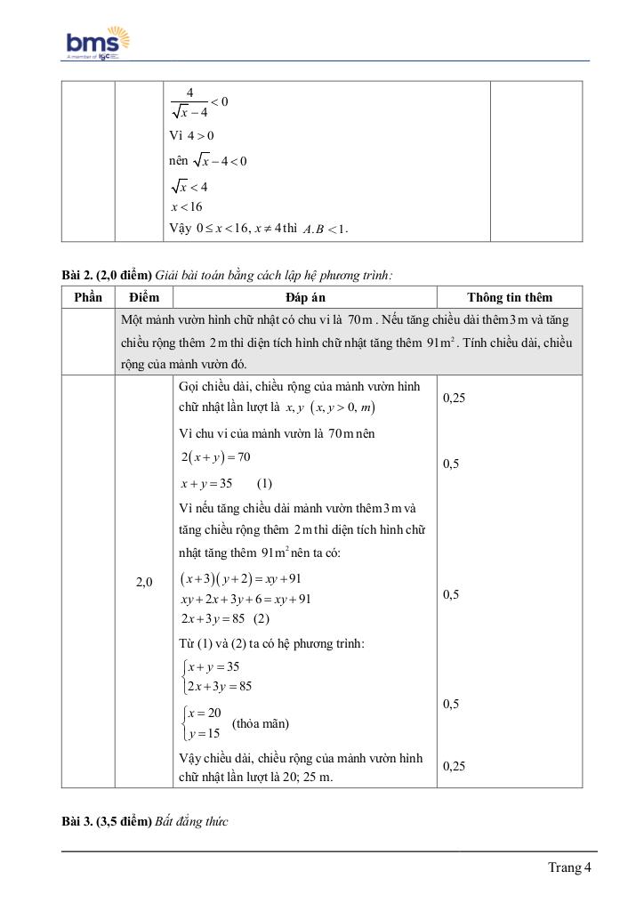 đề cuối học kì 1 toán 9 năm 2024 – 2025 trường ban mai school – hà nội 3