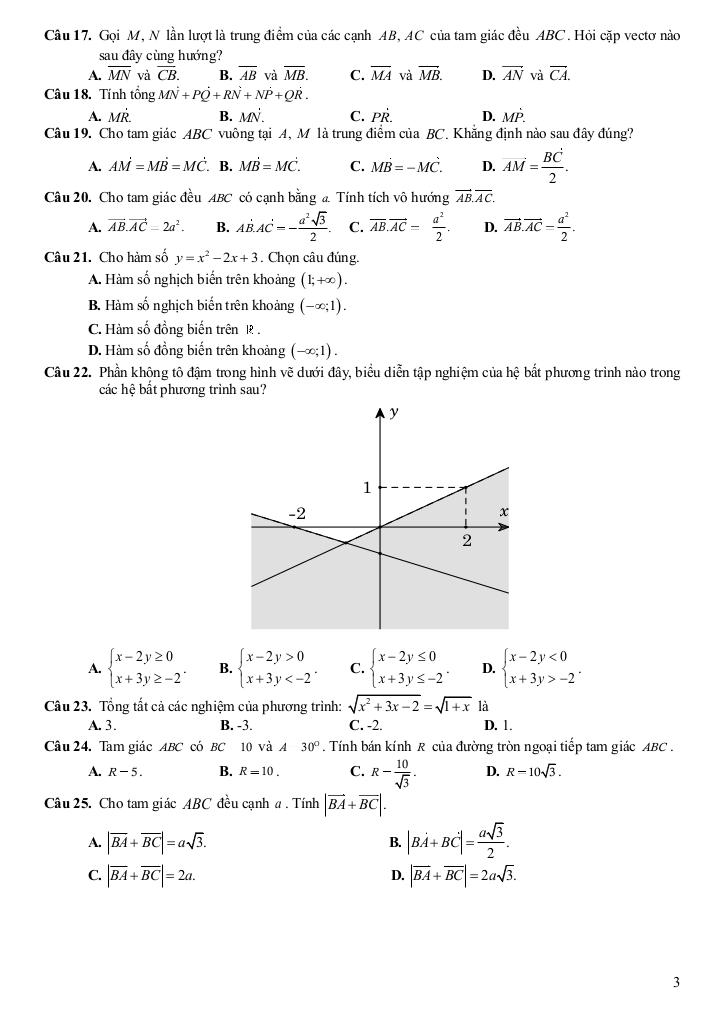 đề cuối học kỳ 1 toán 10 năm 2024 – 2025 trường ischool nha trang – khánh hòa 2