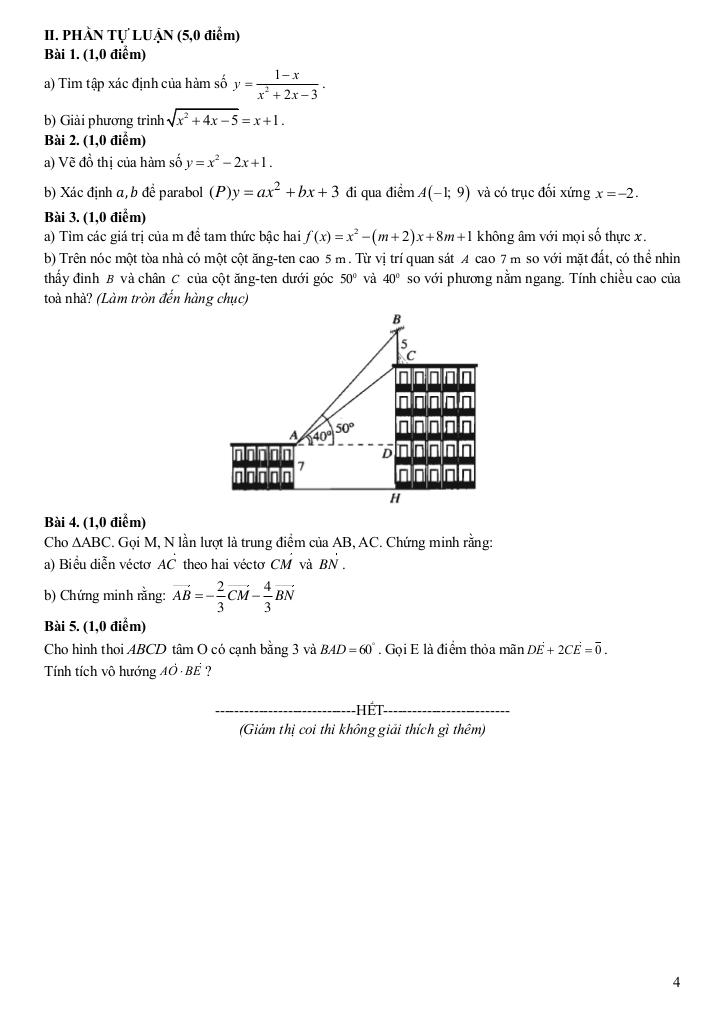đề cuối học kỳ 1 toán 10 năm 2024 – 2025 trường ischool nha trang – khánh hòa 7