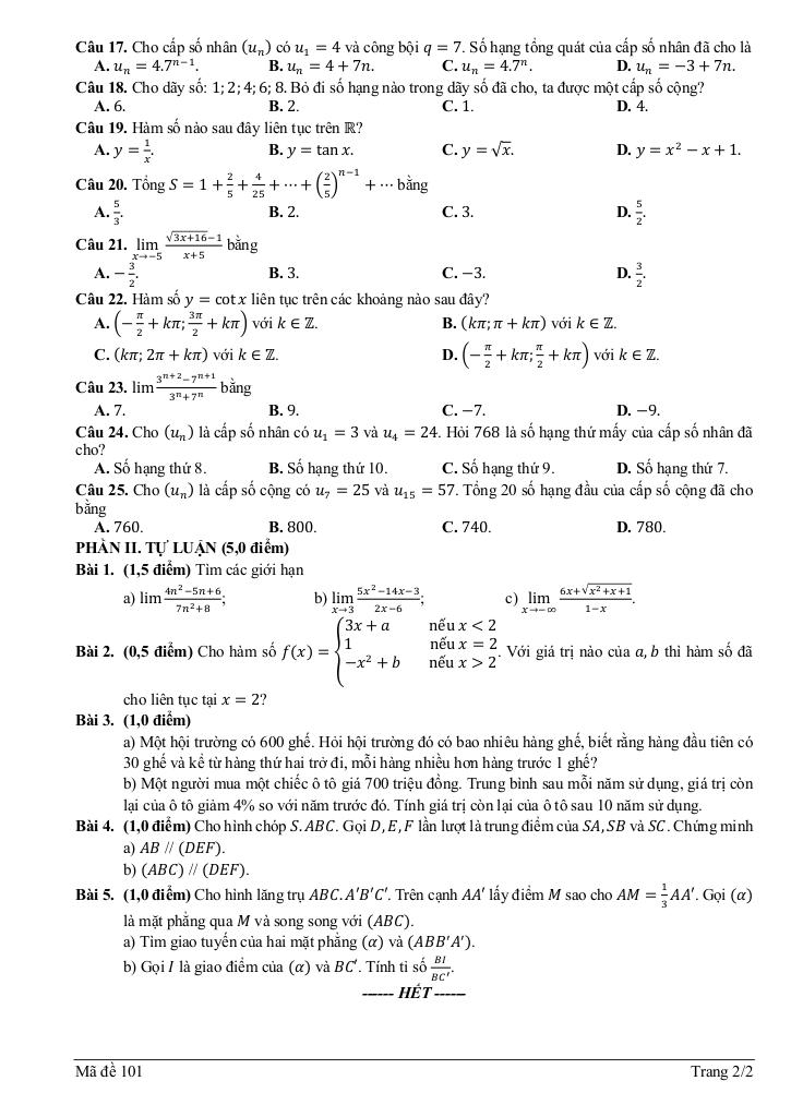 đề cuối học kỳ 1 toán 11 năm 2024 – 2025 trường ischool nha trang – khánh hòa 1
