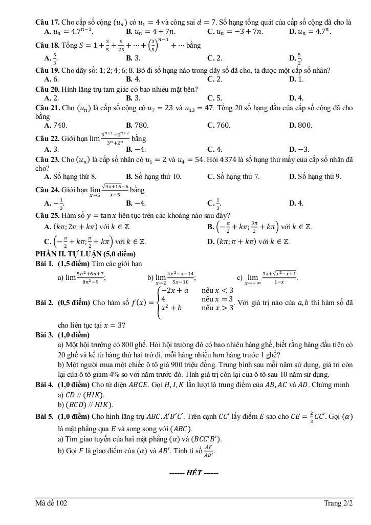 đề cuối học kỳ 1 toán 11 năm 2024 – 2025 trường ischool nha trang – khánh hòa 3