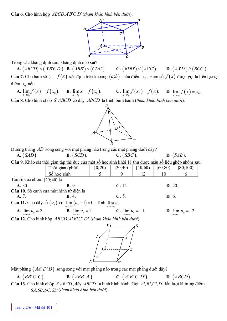 đề cuối học kỳ 1 toán 11 năm 2024 – 2025 trường thpt nguyễn trãi – quảng bình 1