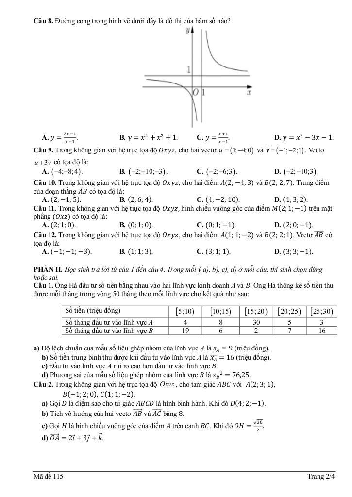 đề cuối học kỳ 1 toán 12 năm 2024 – 2025 trường ischool nha trang – khánh hòa 1