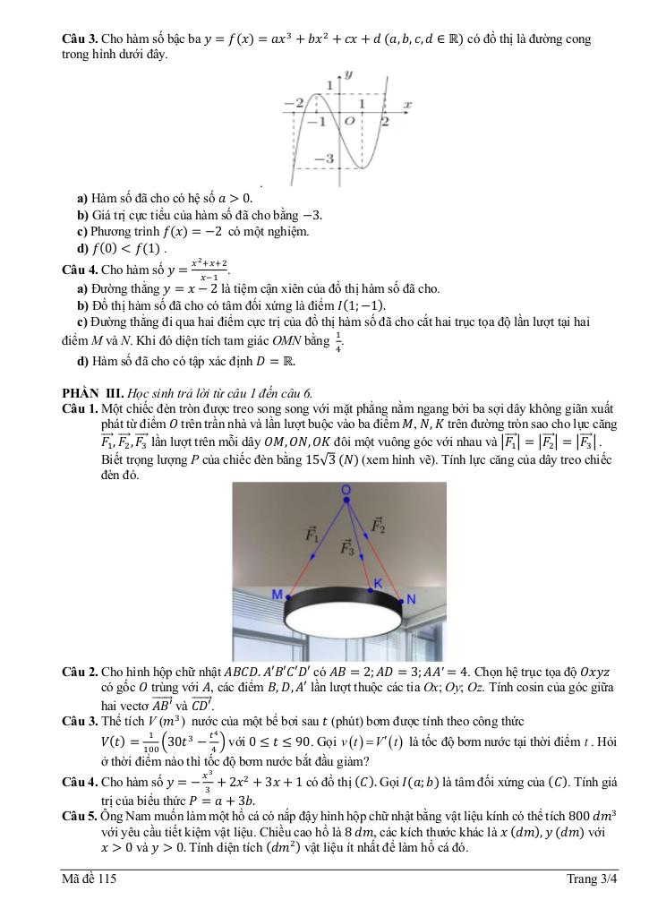 đề cuối học kỳ 1 toán 12 năm 2024 – 2025 trường ischool nha trang – khánh hòa 2
