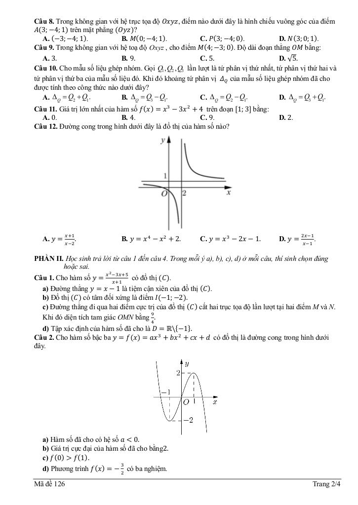 đề cuối học kỳ 1 toán 12 năm 2024 – 2025 trường ischool nha trang – khánh hòa 5