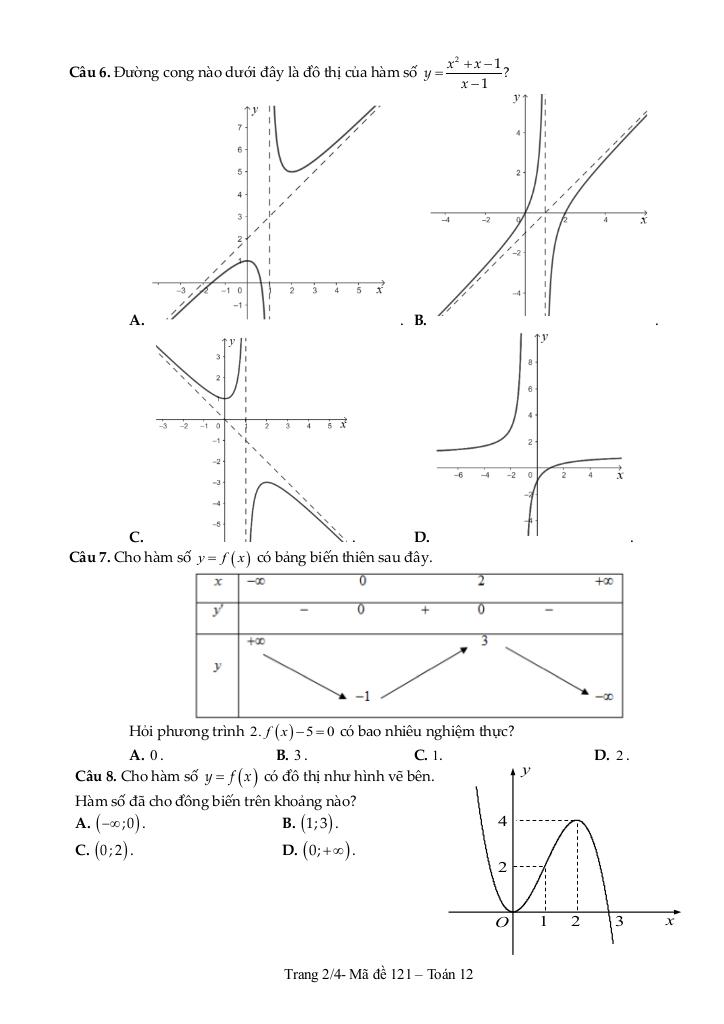 đề cuối học kỳ 1 toán 12 năm 2024 – 2025 trường thpt nguyễn trãi – quảng bình 1