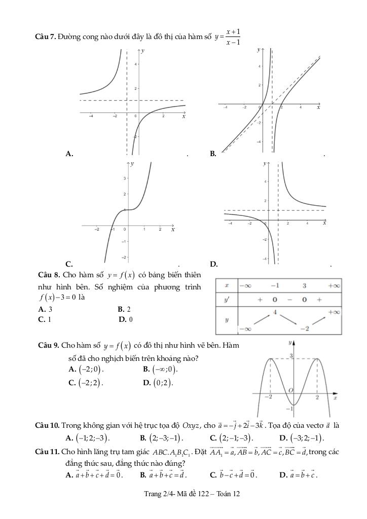 đề cuối học kỳ 1 toán 12 năm 2024 – 2025 trường thpt nguyễn trãi – quảng bình 5