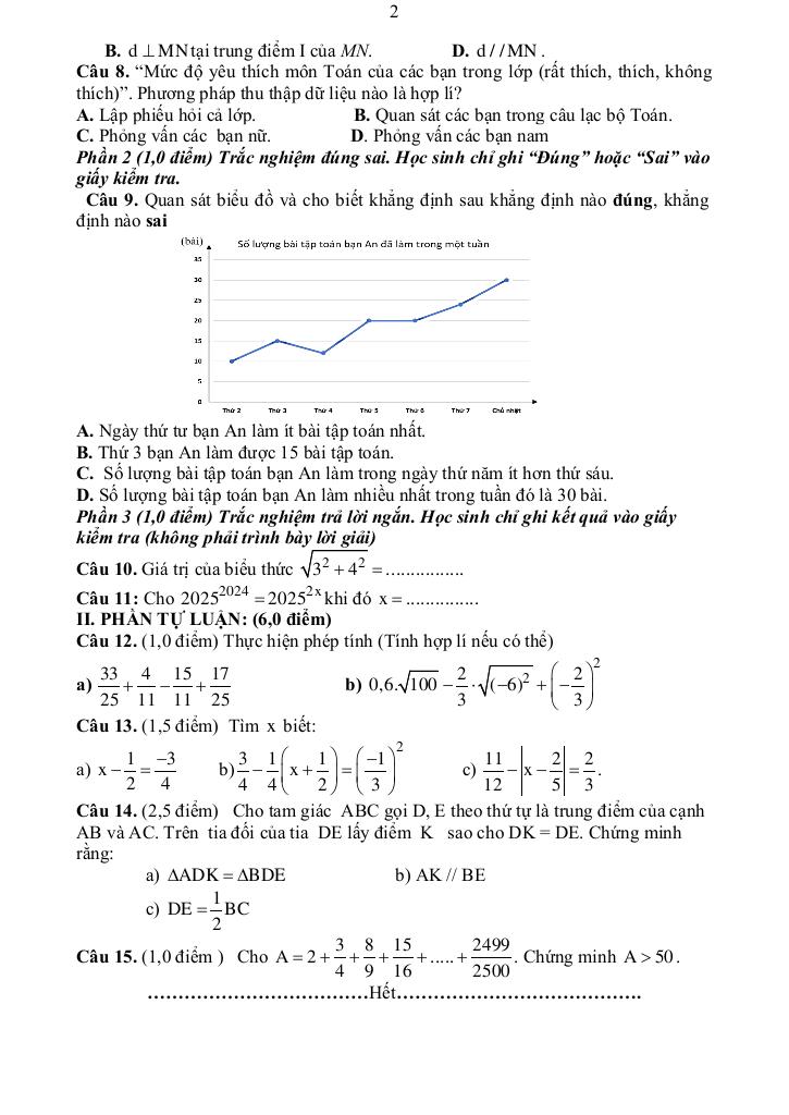 đề cuối học kỳ 1 toán 7 năm 2024 – 2025 phòng gd&đt kinh môn – hải dương 1