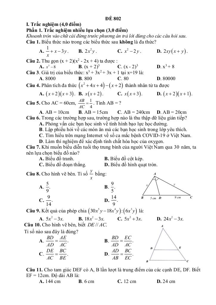 đề cuối học kỳ 1 toán 8 năm 2024 – 2025 trường thcs liên khê – hải phòng 7