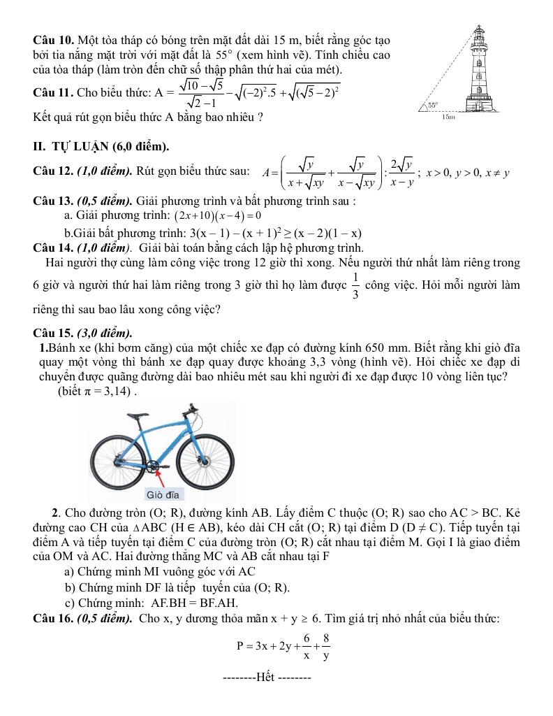 đề cuối học kỳ 1 toán 9 năm 2024 – 2025 phòng gd&đt kinh môn – hải dương 1