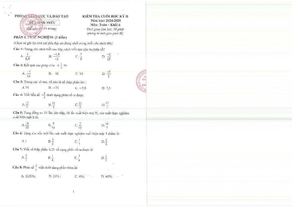 đề cuối học kỳ 2 toán 6 năm 2024 – 2025 phòng gd&đt thủ dầu một – bình dương 0