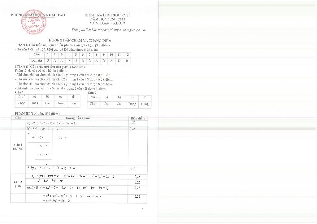 đề cuối học kỳ 2 toán 7 năm 2024 – 2025 phòng gd&đt thủ dầu một – bình dương 2