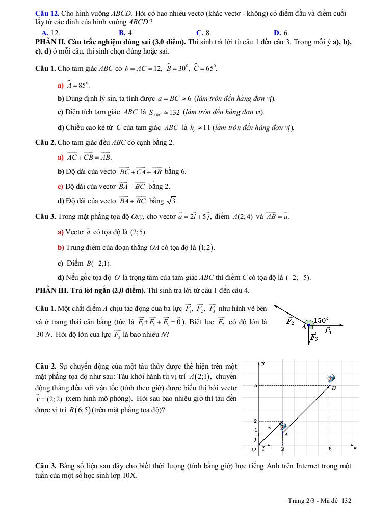 đề cuối kì 1 toán 10 năm 2024 – 2025 trường thpt gia hội – tt huế 1