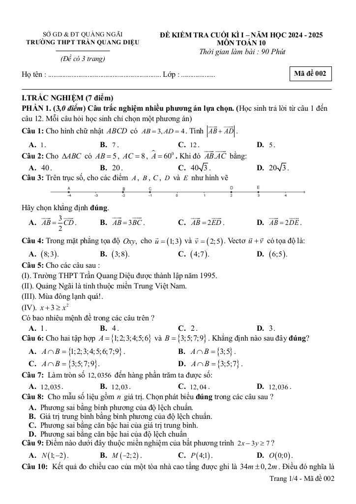 đề cuối kì 1 toán 10 năm 2024 – 2025 trường thpt trần quang diệu – quảng ngãi 4