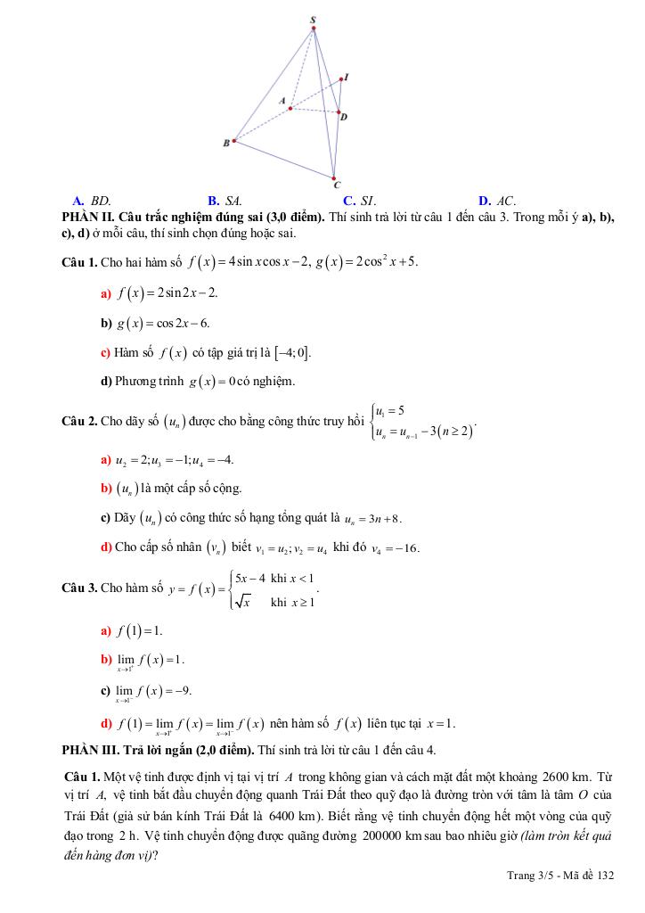 đề cuối kì 1 toán 11 năm 2024 – 2025 trường thpt gia hội – tt huế 2