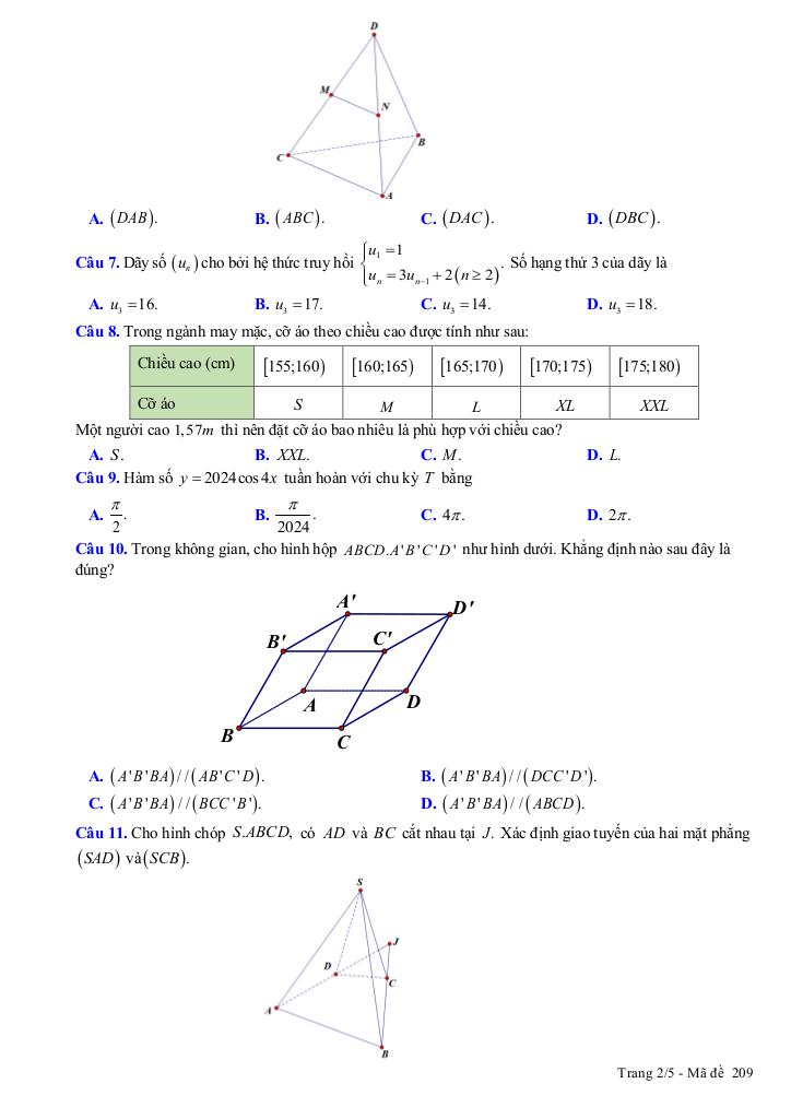 đề cuối kì 1 toán 11 năm 2024 – 2025 trường thpt gia hội – tt huế 6
